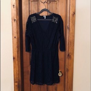 Laced Navy V cut dress